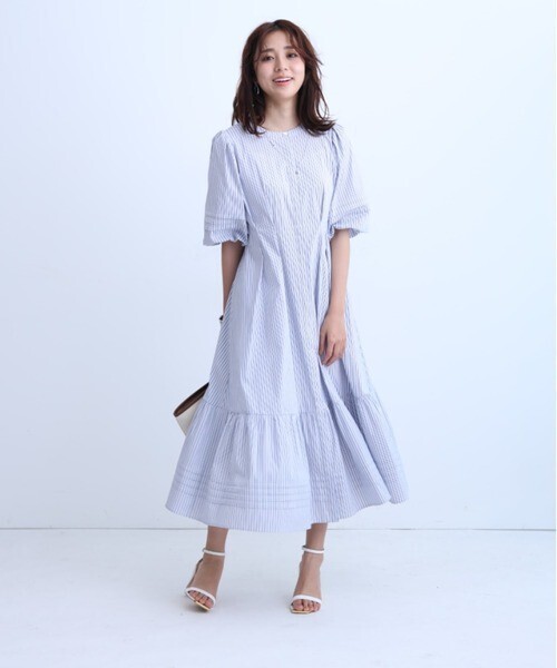 JUSGLITTY 袖ボリュームタックワンピース