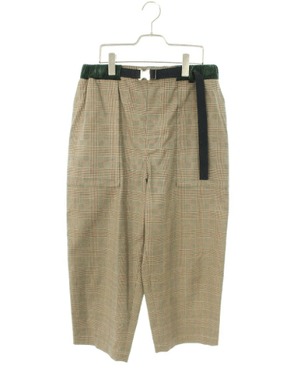 Sacai アジャストバックルベルトチェック柄ロングパンツ