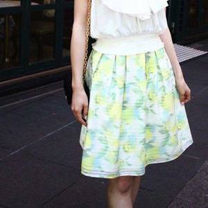 LADYMADE 透かしボーダーフルーツ柄スカート