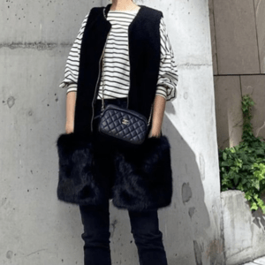 BayBee combination fur vest(black)