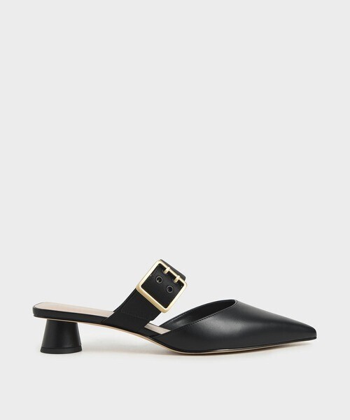 CHARLES & KEITH Satin Grommet Buckle Mules