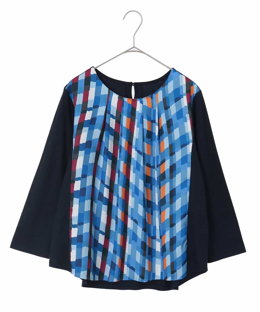 HIROKO BIS 【洗える】マルチカラーチェックプリントジョイントカットソー