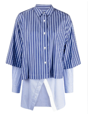 Sacai ストライプ レイヤード シャツ