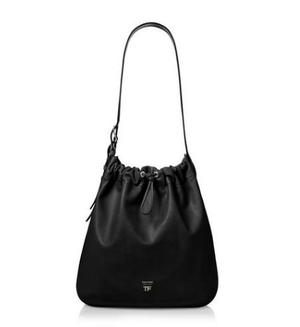 TOM FORD CALF LEATHER DOUBLE BUCKLE HOBO BAG