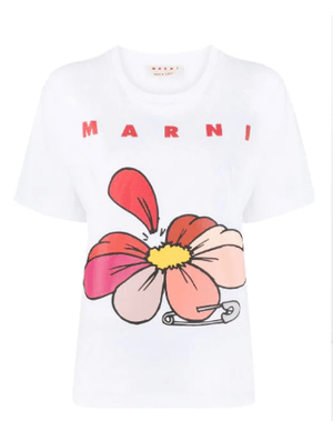 MARNI フローラル ロゴ Tシャツ
