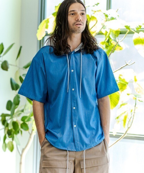 CAMBIO mhs1708-URAKE Hood Chambray Short sleeve Shirts シャツ