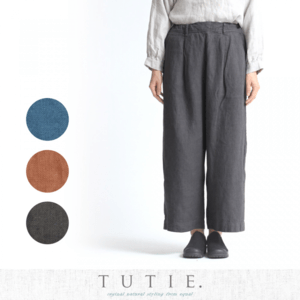 TUTIE. リネンオックス起毛ウエストタックパンツ