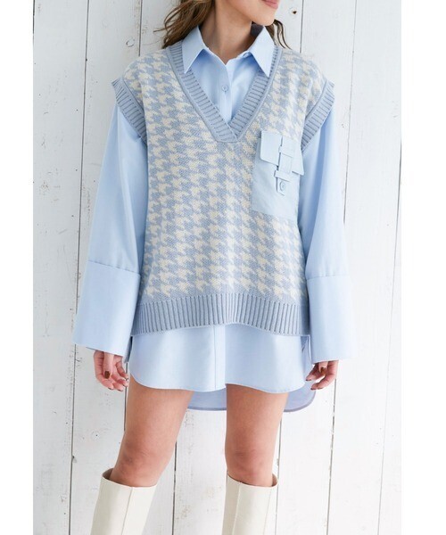 ALEXIA STAM Back Button Knit Vest/バックボタンニットベスト