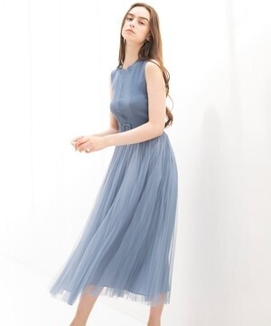 And Couture チュールプリーツノースリドッキングワンピース