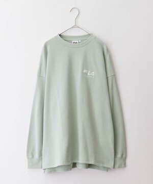 FILA フロント刺繍&バックロゴプリント ビッグシルエット裏毛バックスリットスウェット