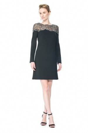 TADASHI SHOJI 長袖ブラック×シルバースタッズ　ミディアムドレス
