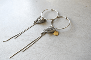 Matilda rose natural stone hoop chain/イヤリング