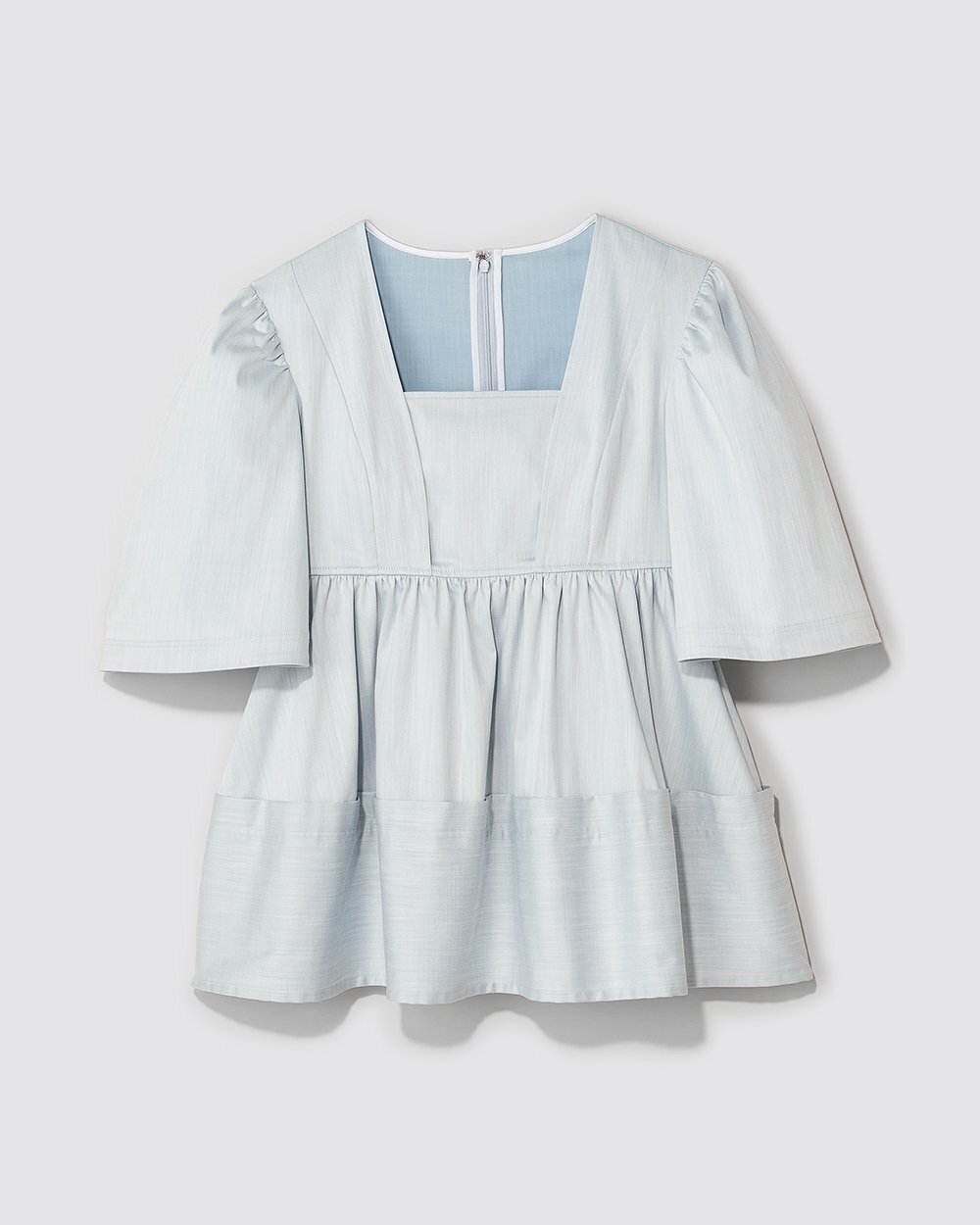 ADEAM BLEACHED DENIM WISTERIA BLOUSE