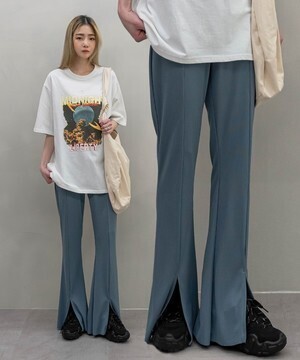 UNE MANSION フロントスリットストレートパンツ