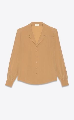 SAINT LAURENT オープンカラーブラウス（シルククレープデシン）