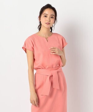 NOLLEY'S 麻調合繊パーツ付プルオーバーブラウス