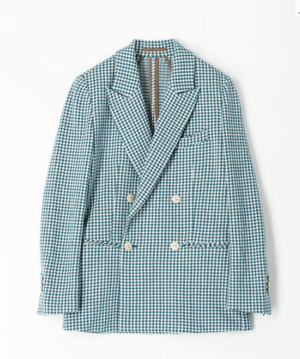 CABaN コットンカシミヤ ギンガムチェックジャカードダブルブレストジャケット