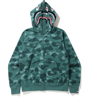 A BATHING APE COLOR CAMO SHARK WIDE FIT FULL ZIP DOUBLE HOODIE M