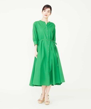 Sybilla 【カディコットン】キーネックコットンシャツドレス