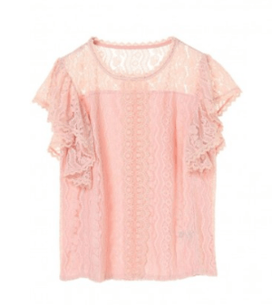 DURAS ショルダーフリルレーストップス