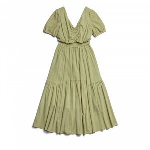 RIELLE riche Back Ribbon Cotton Maxi Dress(Olive)