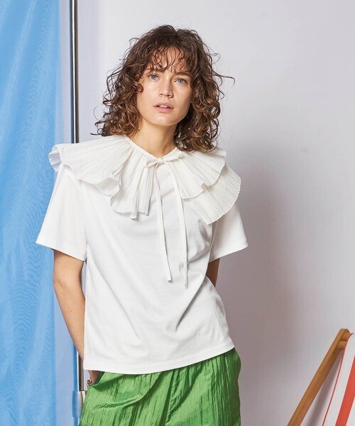 MAISON SPECIAL ランダムプリーツカラーTシャツ