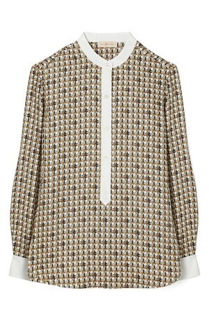 Tory Burch Spencer Front Button Silk Blouse
