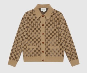 GUCCI ＧＧジャカードモチーフのカシミヤウールカーディガン