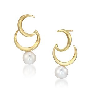 STAR JEWELRY K10 ピアス DOUBLE MOON PEARL PIERCED EARRINGS
