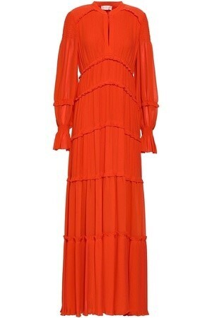 Tory Burch ティアード プリーツ入り ジョーゼット マキシワンピース