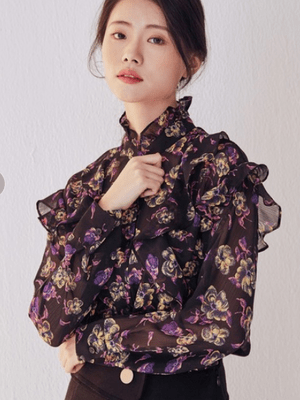 Lady Rora Lady Rora 花柄シフォンシアーシャツ