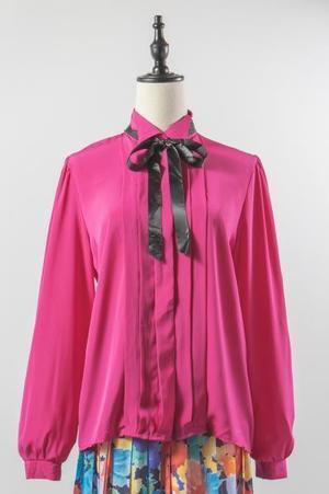 Bernet Made In Euro Berry Pink Bowtie Blouse