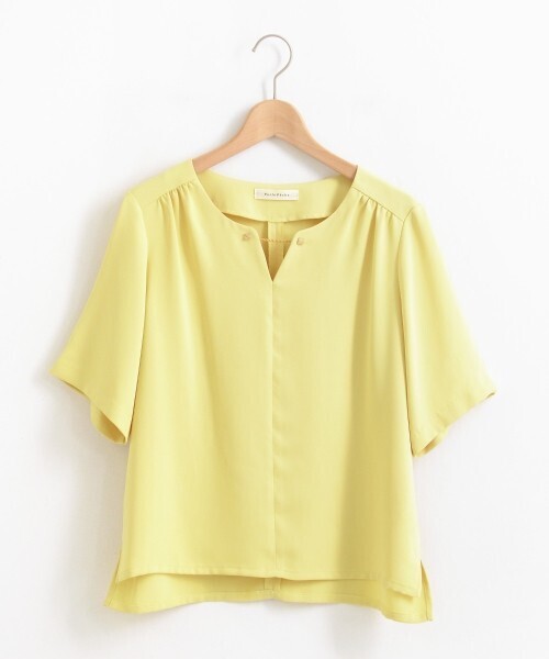 Perle Peche メタルパーツ半袖ブラウス