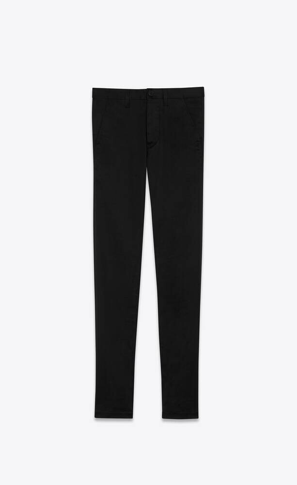 SAINT LAURENT CHINO PANTS IN BLACK RAW STRETCH GABARDINE