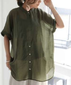 antiqua シアーポプリン切替シャツ シャツ レディース トップス 半袖・py-00527