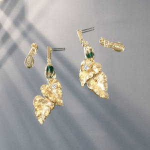 Brooklyn Charm ダブルリーフメタルスティックキャッチピアス