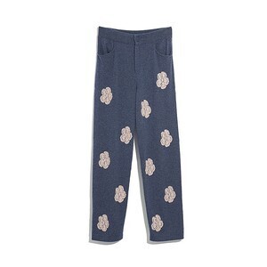 BARRIE Cashmere and cotton trousers Selvedge / Marshmallow Flowers
