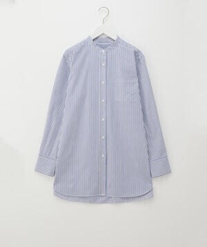 PLST バンドカラーストライプシャツ
