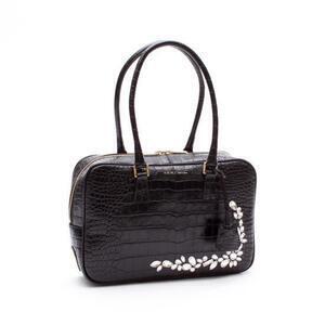 A.D.M.J. CROCODILEEMBOSSING/SWAROVSKI・CRYSTALSBOSTONBAG