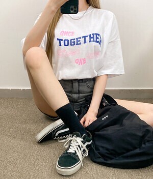 mixxmix ユニークレタードスリットTシャツ