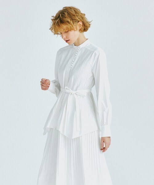 LANVIN en Bleu ブロードプリーツブラウス
