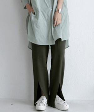 antiqua フロントスリットパンツ パンツ レディース ロング ・pu-00054