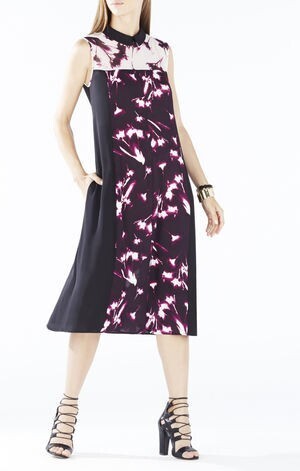 BCBG MAXAZRIA Emerie X-Ray Floral Print-Blocked Dress
