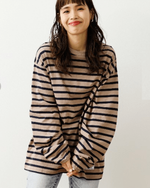 RODEO CROWNS WIDE BOWL SHARE LOOSE BORDER L/S Tシャツ