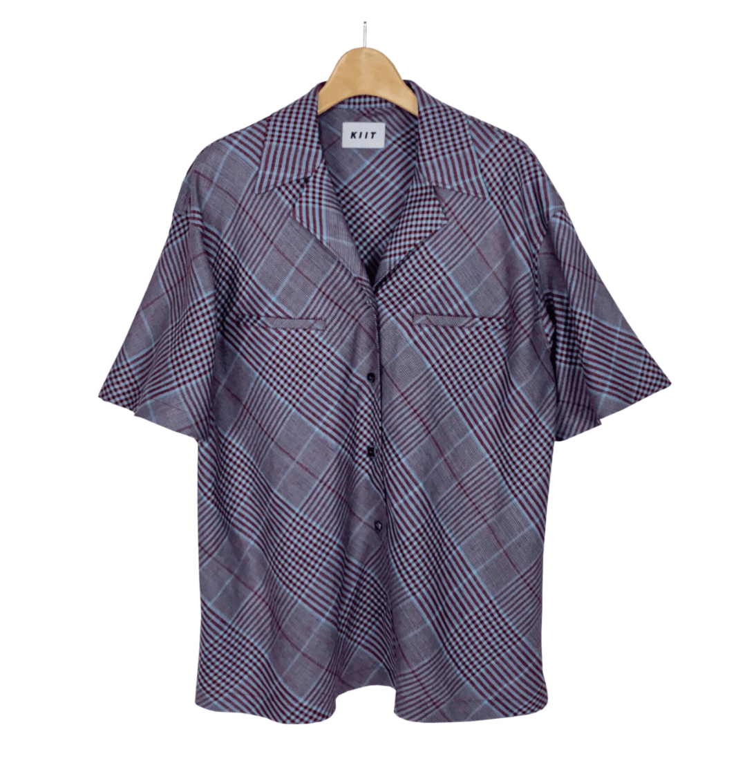 KIIT 【KIIT】Li/VIS BIG GLEN CHECK OPEN COLLAR S/SLEEVE SHIRT