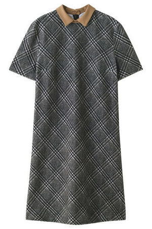 CARVEN バイカラー襟付きチェックワンピース