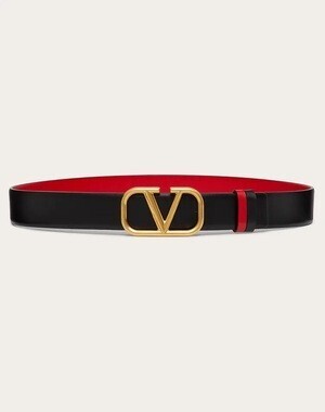 VALENTINO Vロゴ シグネチャー シャイニーカーフスキン リバーシブルベルト 30 MM
