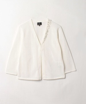 LANVIN COLLECTION パールビーズ7分袖ニットカーディガン
