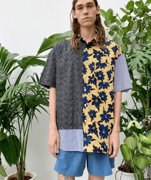 MISTERGENTLEMAN MIX PATTERNED S/S MODERN SHIRT