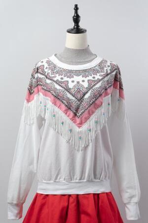 Bernet Oriental×Fringe Design White Sweat